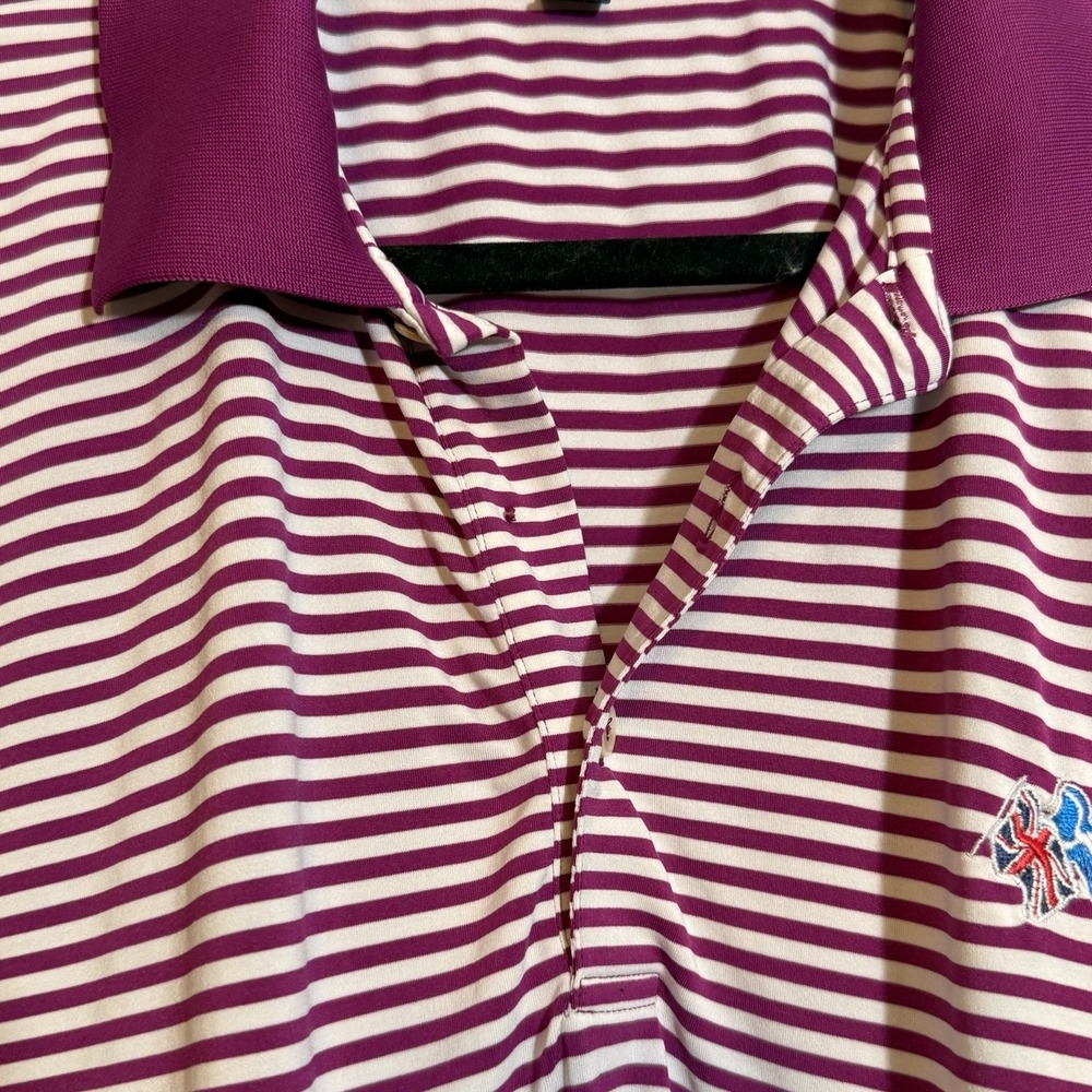 Peter Millar Summer Comfort Polo XL Purple Stripe Golf Performance Shirt Mens - Picture 6 of 9